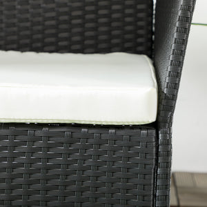 Divano da Giardino a 2 Posti con Cuscino e Braccioli 100x54x80cm in Rattan PE e Acciaio Nero