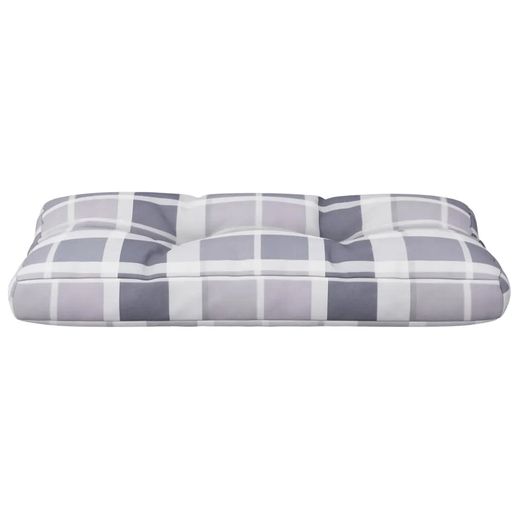 Cuscino per Pallet a Quadri Grigi 70x40x12 cm in Tessuto