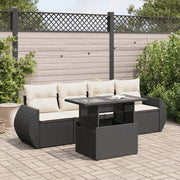 vidaXL Set Divani da Giardino 5 pz con Cuscini in Polyrattan Nero