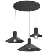 Lampada sospesa Nox 3 luci nera conica E27 Luminex