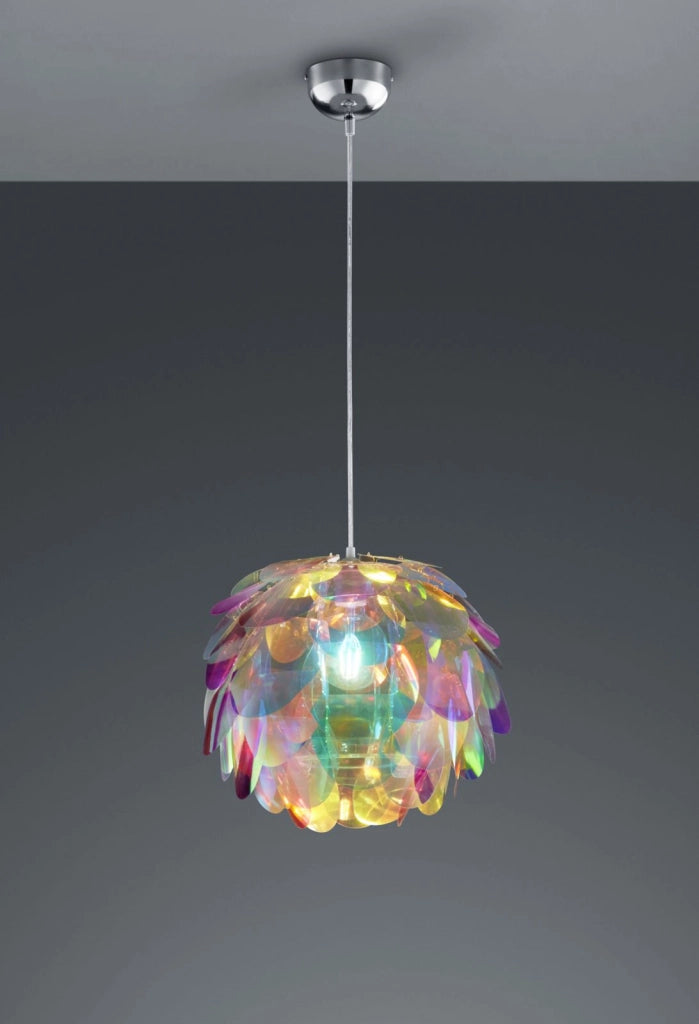 CLOVER SOSPENSIONE PIGNA IRIDESCENTE D. 40cm 1 LUCE ATTACCO E27
