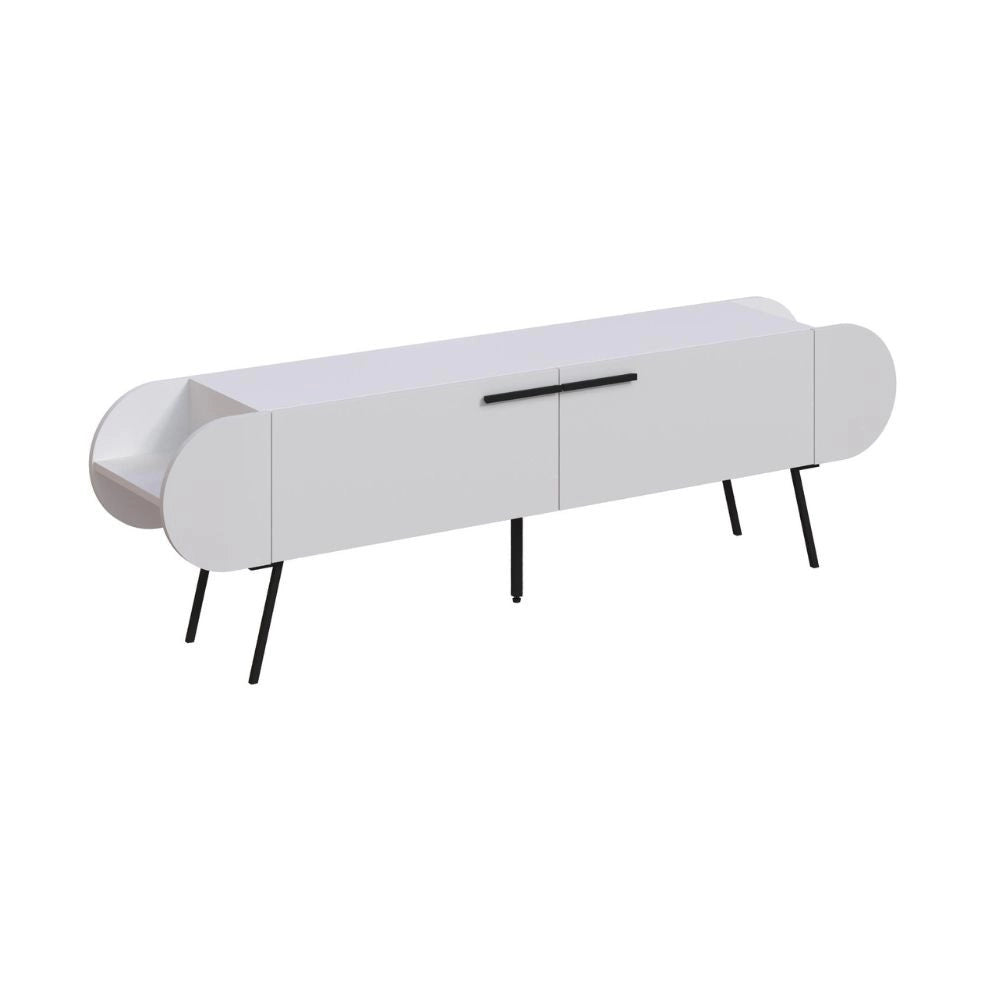 Mobile porta tv capsule con due ante a ribalta e ripiani laterali colore bianco 195 cm