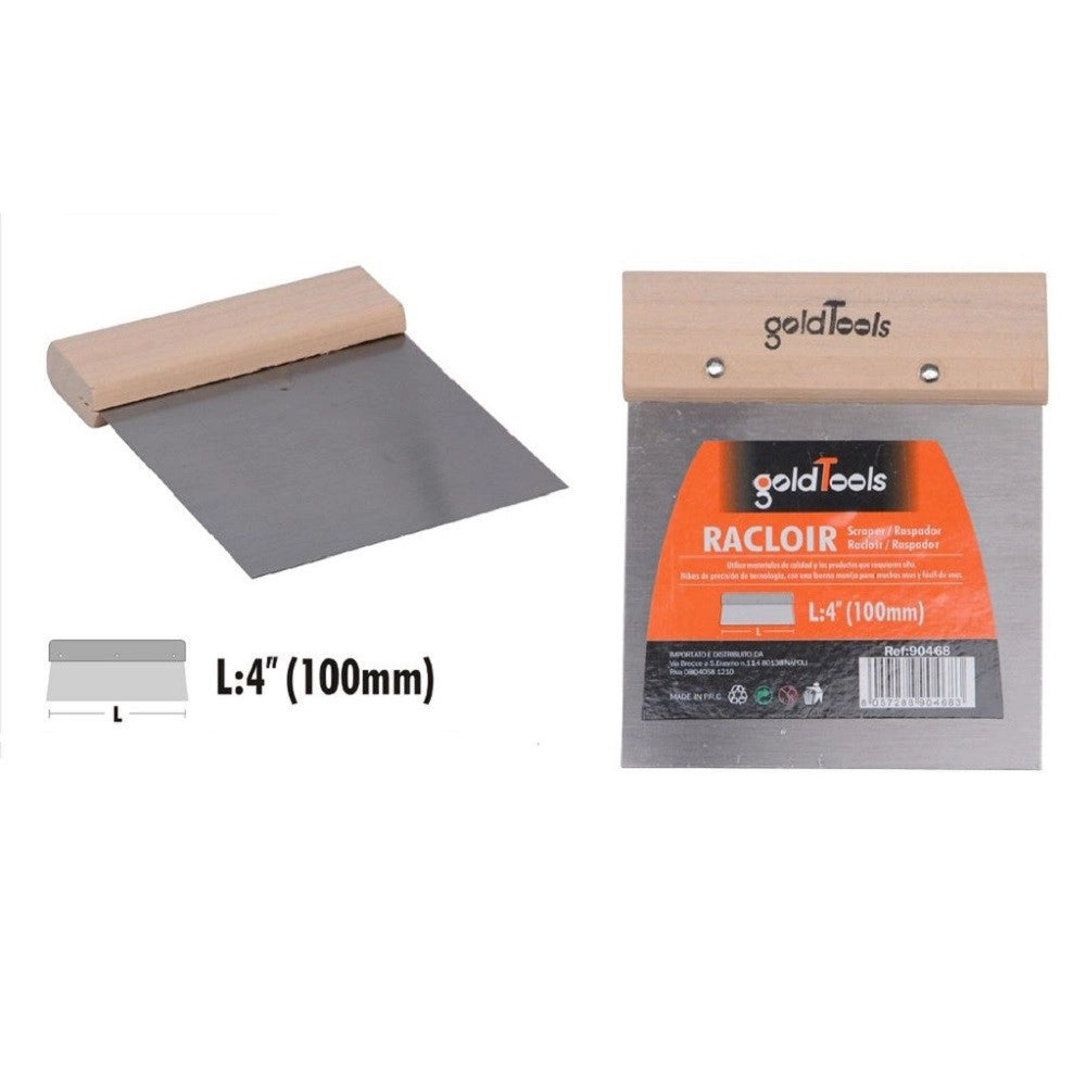 Trade Shop - Spatola Raschietto In Acciaio Impugnatura In Legno 4″ 100mm Ferramenta 90468 -