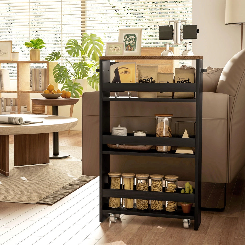 Carrello con cassetti e ruote 3 livelli ¨C zephmum ¨C 51.5x13x80 cm