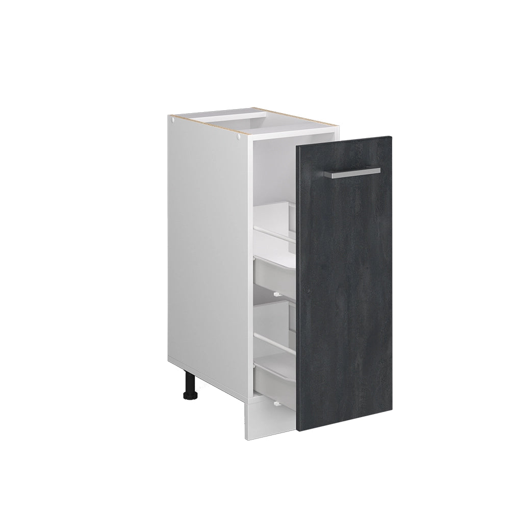 Armadio cucina dispensa alto R-Line Calce nera/Bianco 30 cm PL Rovere Vicco