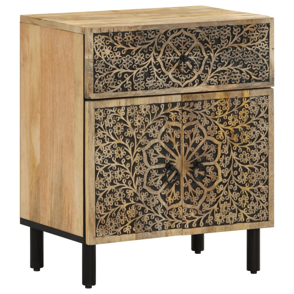 Comodino | Armadio da Notte | Mobiletto da notte 50x33x60 cm in Legno Massello di Mango