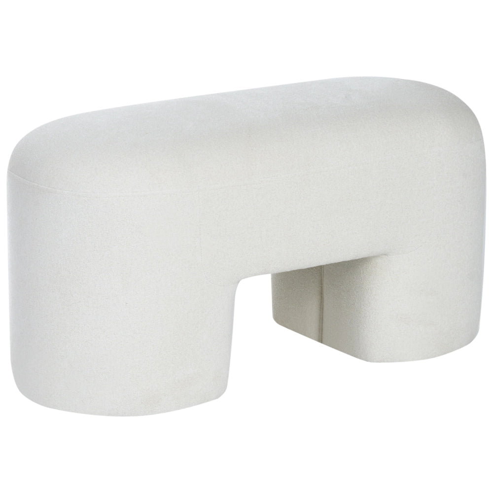 Panchina Bianco Boucle da salotto o camera da letto con gambe larghe in stile moderno