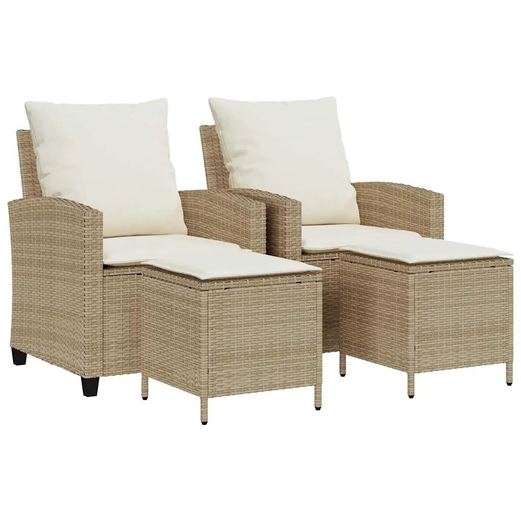 Set Divano da Giardino 4 pz con Cuscini Beige in Polyrattan