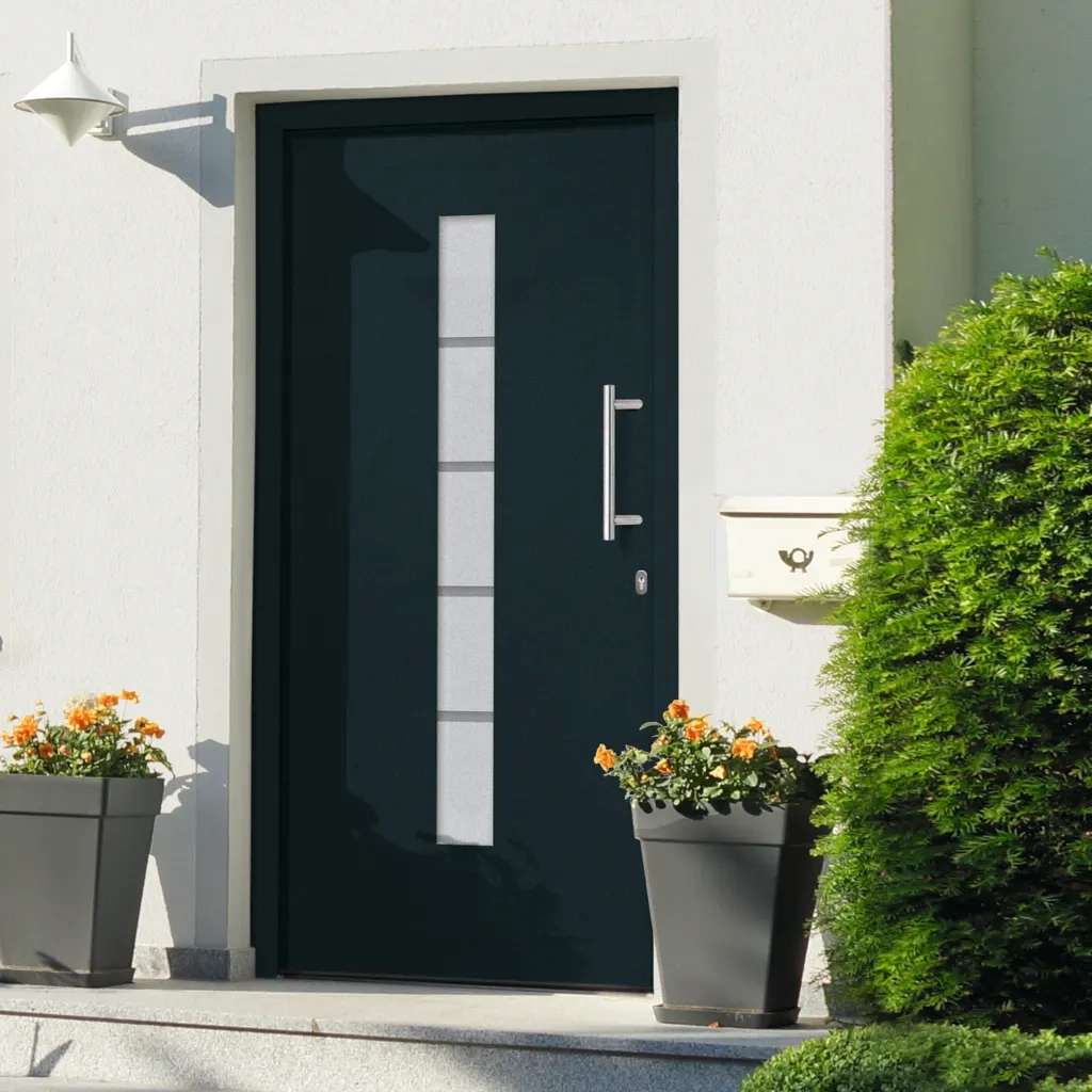 Porta d'Ingresso in Alluminio e PVC Antracite 110x210 cm 3056814