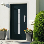 Porta d'Ingresso in Alluminio e PVC Antracite 110x210 cm 3056814