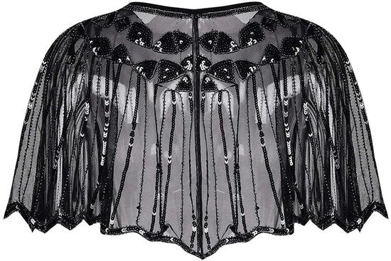 Cappotto a Pailletta Vintage - Stile Flapper - Per la Sera o per Feste - Lunghezza 45cm - Tessuto in Poliestere