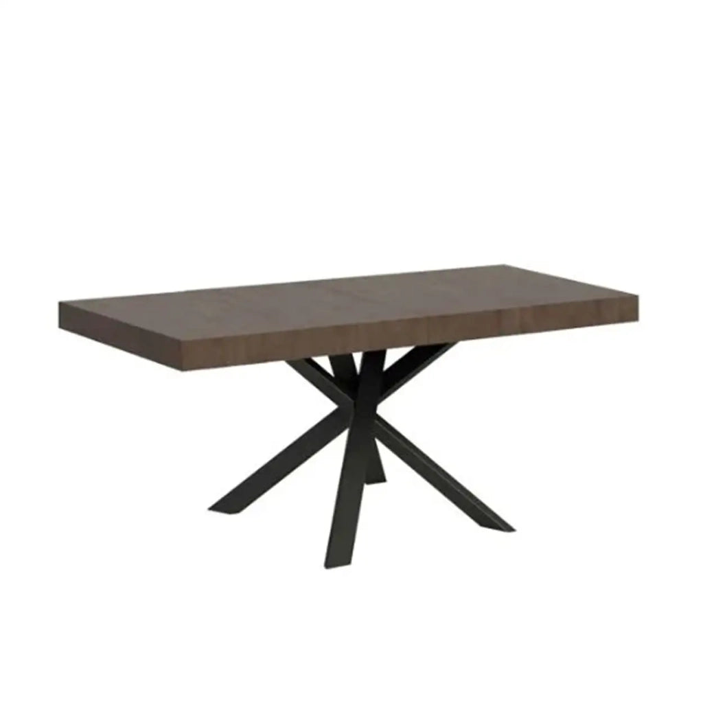 Tavolo allungabile 90/194x90 cm Clerk Premium colore noce gambe antracite