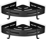 Pannello angolare, maniglia doccia, pannello doccia, senza perforazione, pannello doccia, spazio in alluminio, con 4 ganci, pannello doccia, contrattura bagno con adesivo, contrattura bagno per bagno e cucina, 2 piani, nero