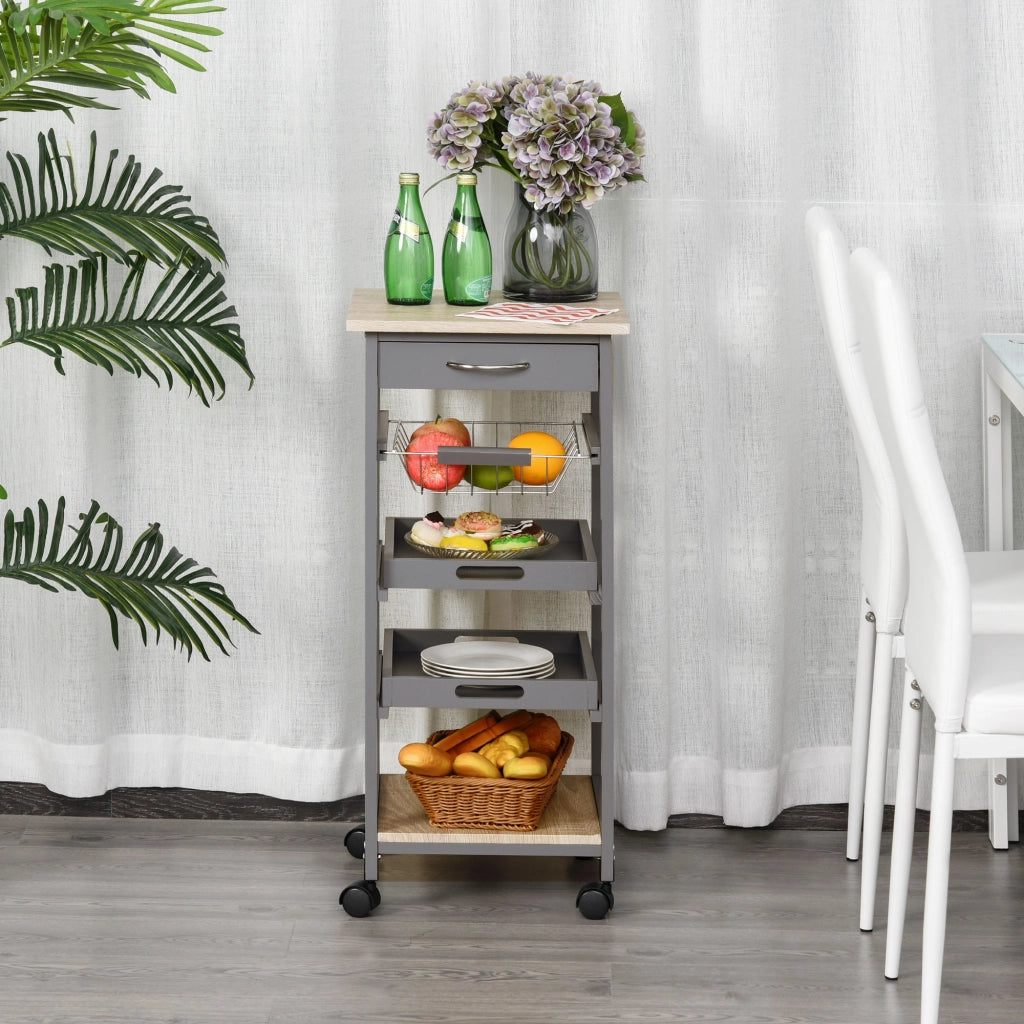 Tavolino da cucina con carrello e rotelle ¨C zephmum ¨C legno quercia chiaro