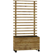 Fioriera Verticale 76x30x155 cm con 4 Ruote e Traliccio per Piante Rampicanti in Legno
