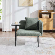 Poltrona relax in chenille smeraldo con tavolino laterale e tasche portaoggetti 86x72x71 cm