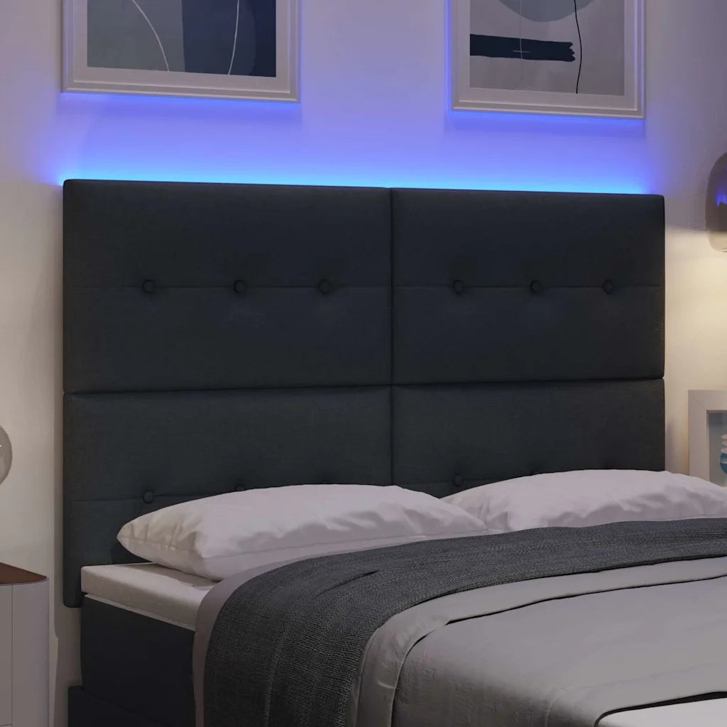 Testiera LED con strisce LED Grigio scuro 160 cm Tessuto 3338437