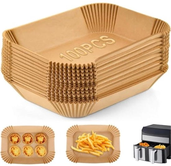 Papier per frittelle ad aria - 100 fogli, compatibile con airfryer da 5-8 litri