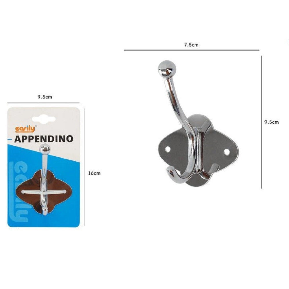 Trade Shop - Appendino Appendi Abiti Multiuso 1 Gancio Finitura Cromo Lucido 7.5x9.5cm 52669 -