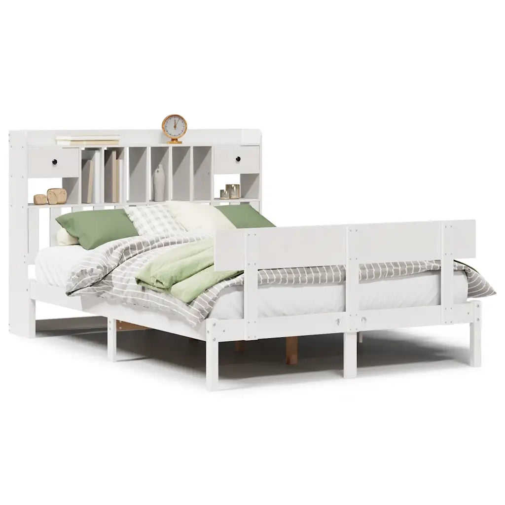 vidaXL Letto Libreria senza Materasso Bianco 150x200 cm Legno di Pino