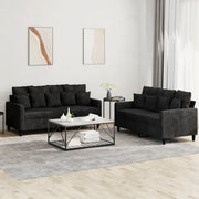Set di Divani 2 pz con Cuscini Nero in Vellutocod mxl 80405