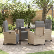 Set da Pranzo per Giardino con cuscino 5 pcs Beige polyrattan 3380451