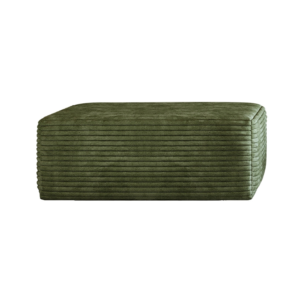 Pouf ottomano in tessuto effetto corduroy verde