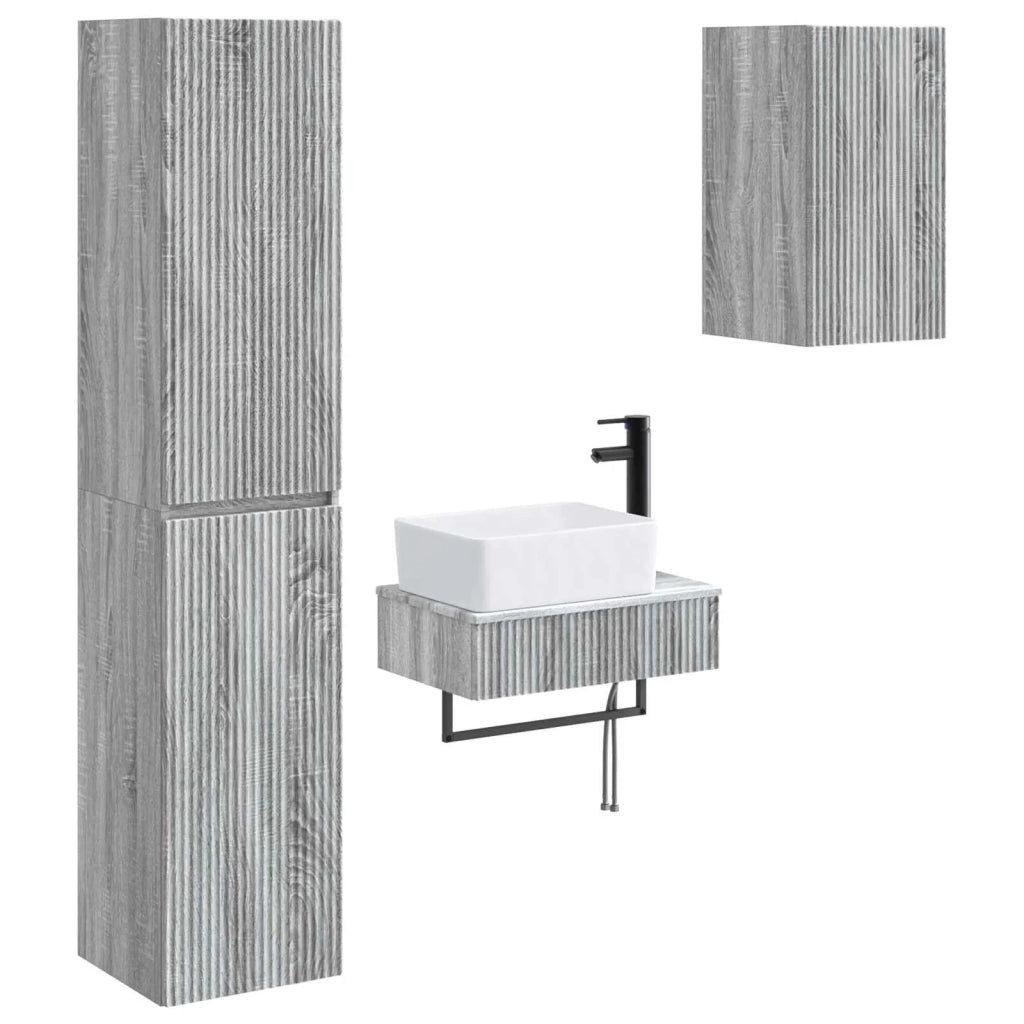 Set di mobili per il bagno 3 pz Sonoma grigio 3406059
