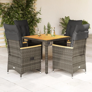 Set da Pranzo da Giardino 5 pz con Cuscini in Polyrattan Grigio 3276845