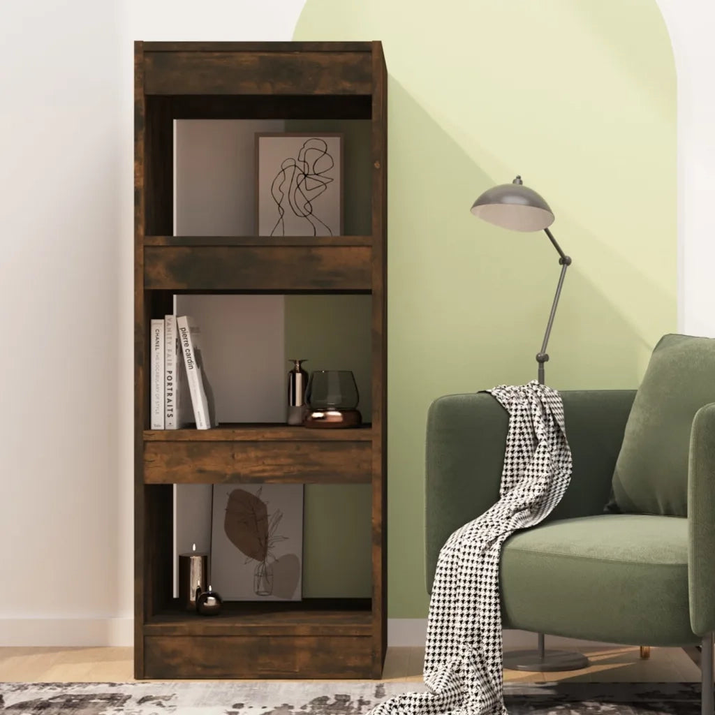 Libreria Divisorio-Scaffale per Libri-Mobile di Stoccaggio Rovere Fumo 40x30x103 cm in Truciolato