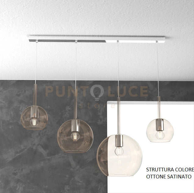 SOSP. OTTONE SAT. RETTANGOLARE 4 LUCI VETRI (1 GRANDE AM+1 MEDIO TR +2 PICCOLO(1X TR+1X AM) 1155OS-S4 RMIX-TA