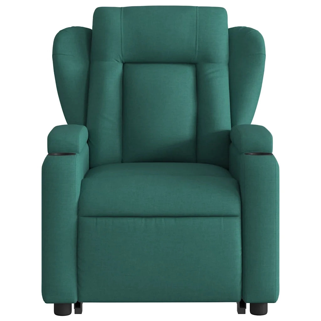 vidaXL Poltrona Alzapersona Massaggiante Elettrica Verde Scuro Tessuto