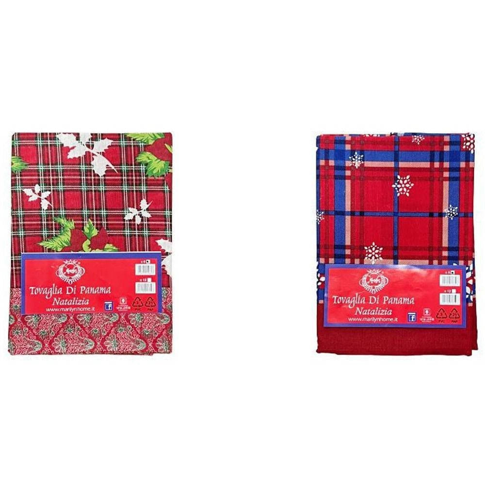 Trade Shop - Tovaglia Natalizia Panama Tessuto Resistente Tema Natale Varie Fantasie 6 Posti -