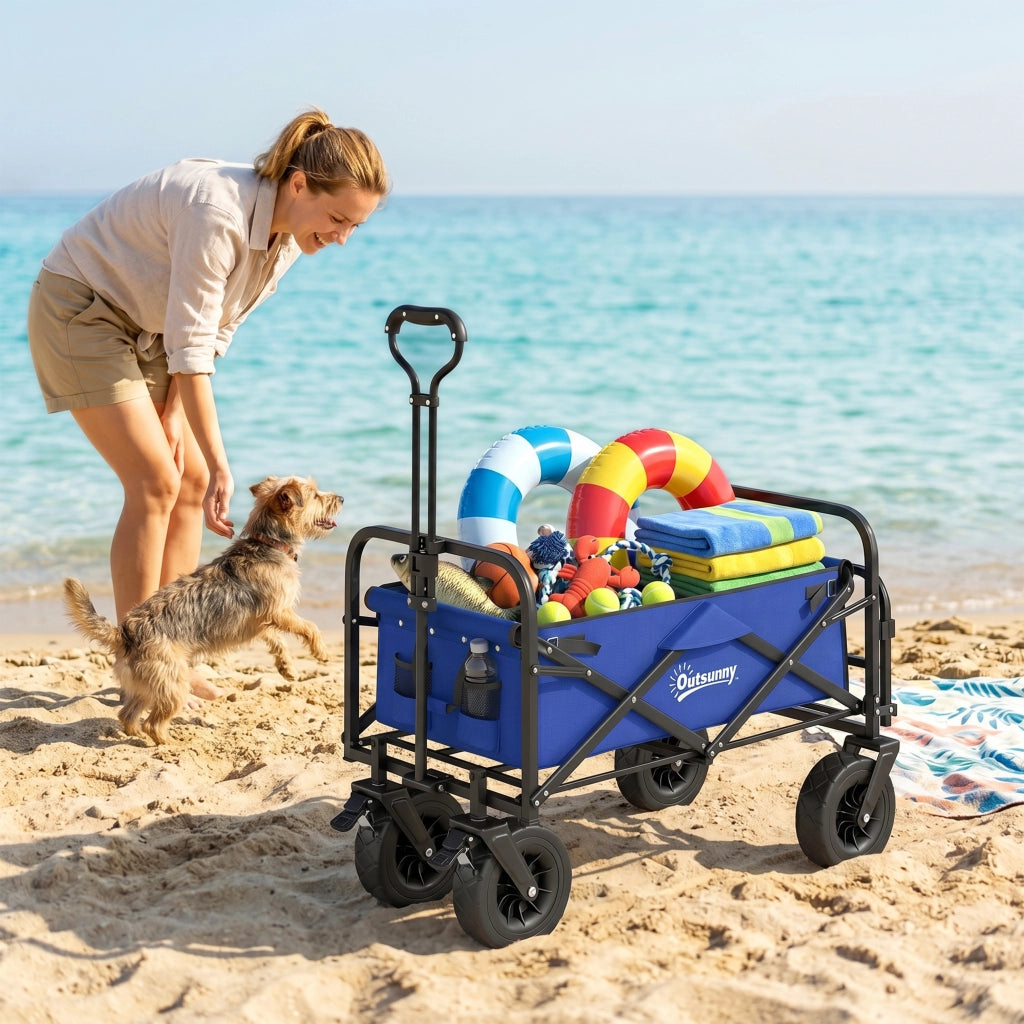 Carrello da Giardino Pleghevole ¨C zephmum ¨C Blu Scuro, Acciaio, 100 kg