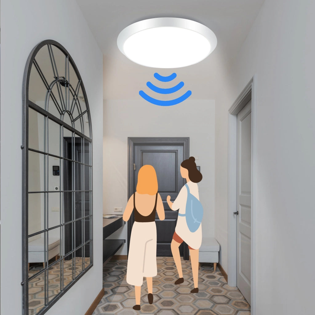 ZMH Lampada da soffitto plafoniera LED sensore movimento 15W 4000K per interni corridoio