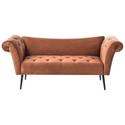 Chaise Longue in tessuto marrone dorato e Gambe con gambe in metallo dorato