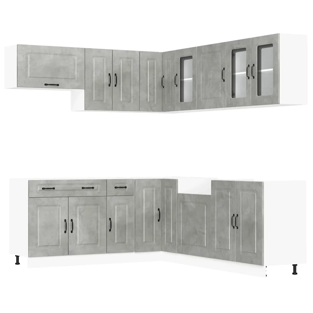 Set Mobili da Cucina 11 pz Kalmar Grigio Cemento in Truciolato 3314915