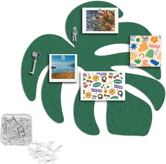 Tabellone a Feltro Foglia Disegno con Adesivo Self-Sostenuto e Pin per Scuola e Casa - Multicolore