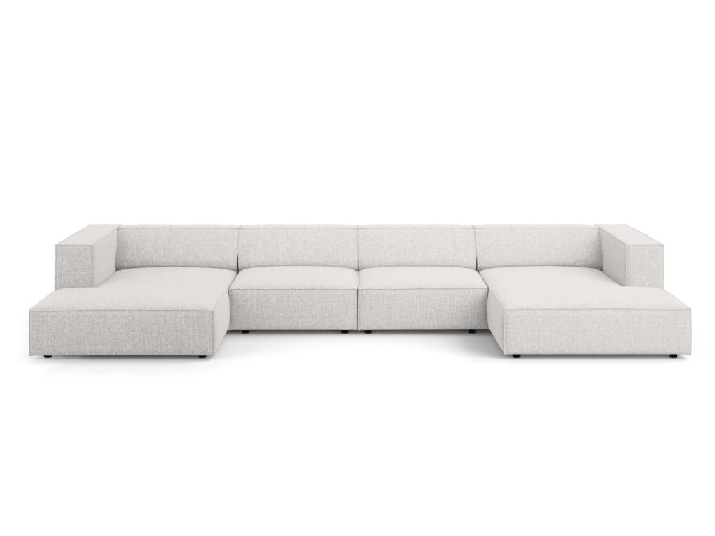Cosmopolitan Design - Divano panoramico "Arendal" 6 posti in ciniglia grigio chiaro 