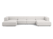 Cosmopolitan Design - Divano panoramico "Arendal" 6 posti in ciniglia grigio chiaro 