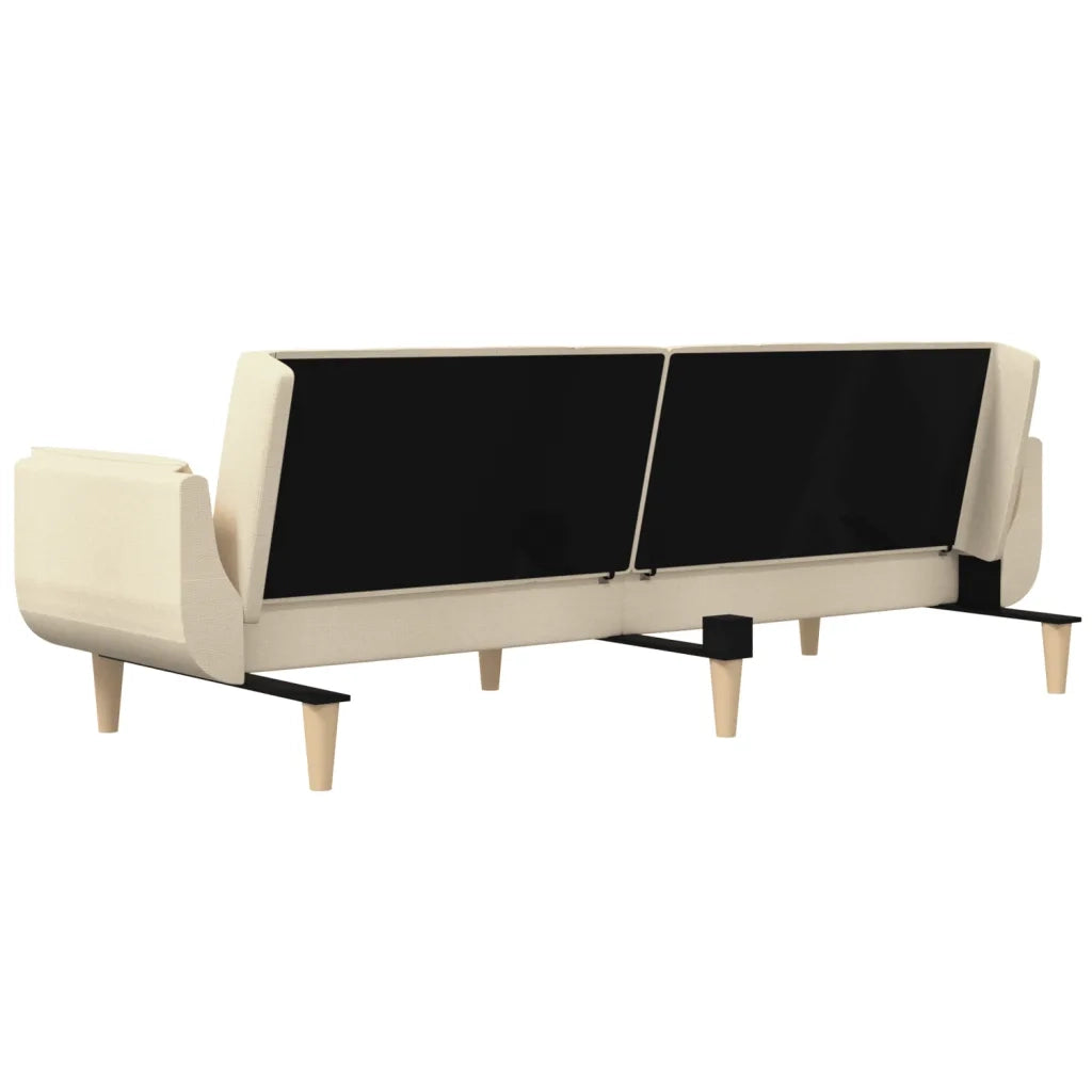 Divano letto | Sof¨¤ letto | Letto singolo a 2 Posti con 2 Cuscini Crema in Tessuto
