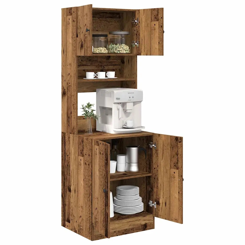 Credenza da cucina 2 pz-Set di 2 Buffet-Armadio da cucina Legno vecchio 60 x 50 x 180 cm
