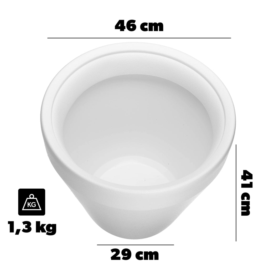 Vaso da fiori KADAX, grande, rotondo, da giardino, bianco, 46 cm