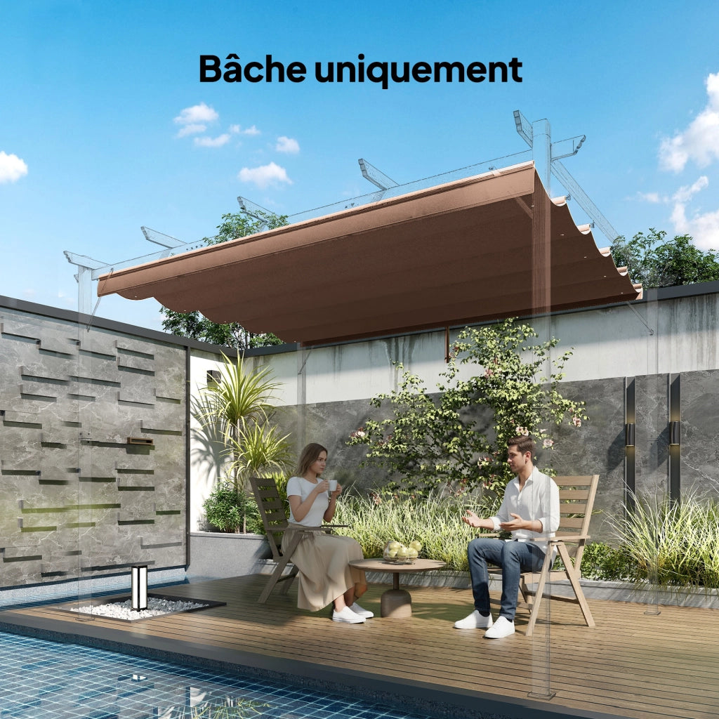 Telo di ricambio per pergola retrattile 3x3m ¨C Xylo ¨C 250x255cm caff¨¨