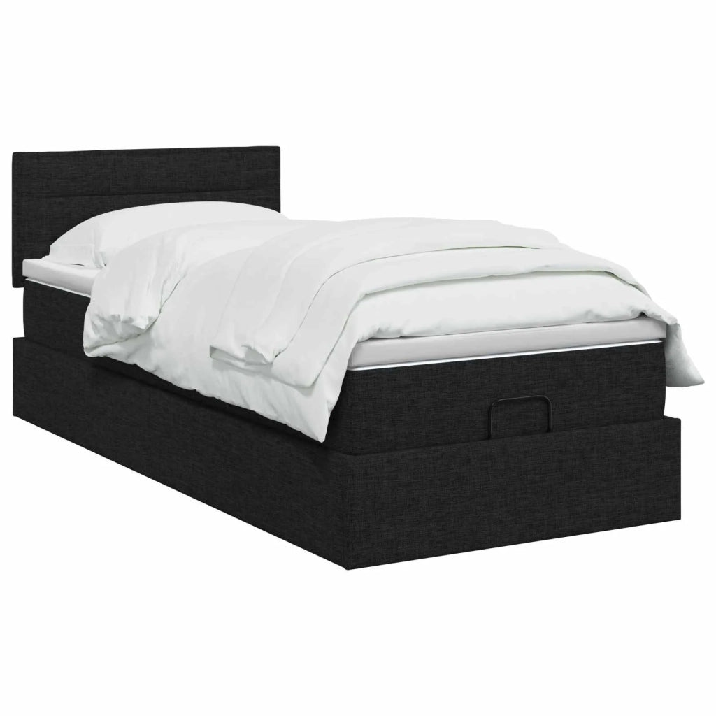 Letto ottomano con materasso Nero 100 x 200 cm Tessuto 3456221