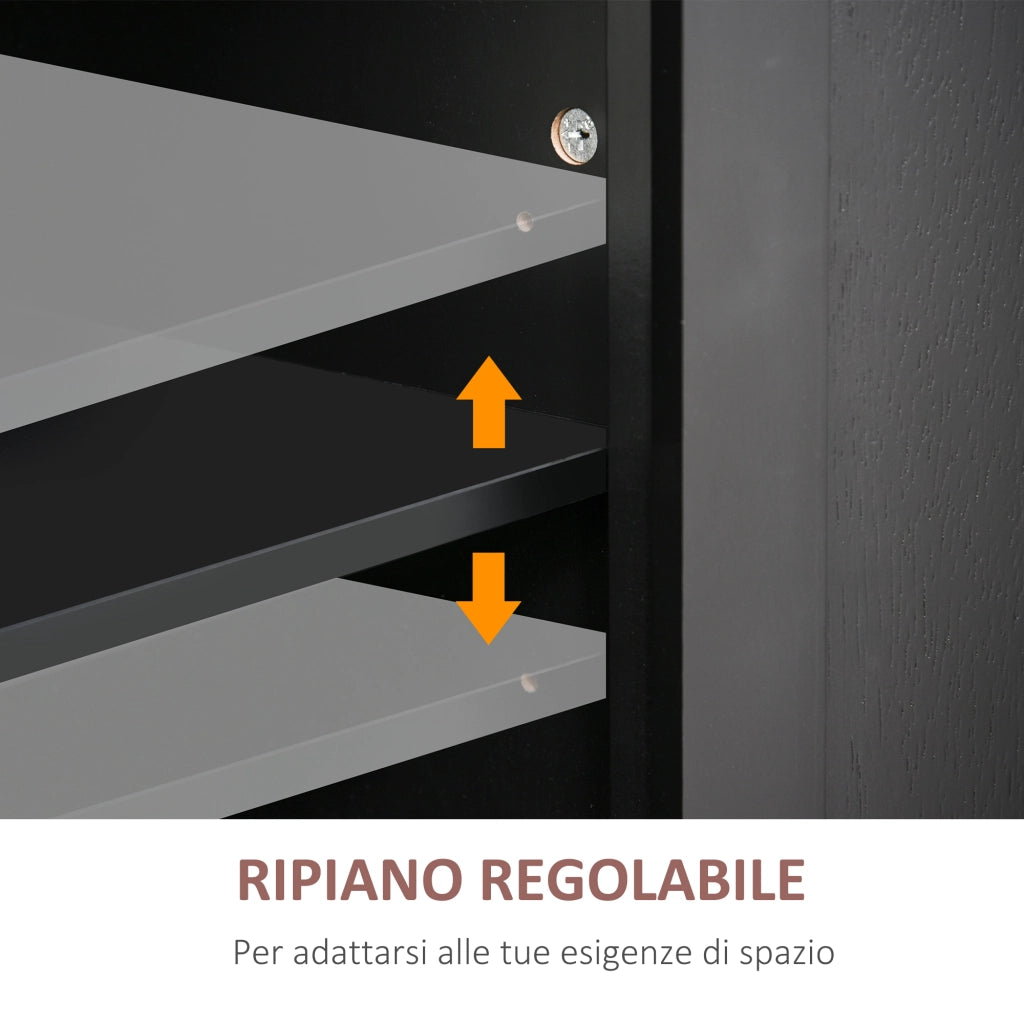 EasyComfort Carrello da Cucina Portavivande con Cassetti, Armadietti e Portaspezie, in Legno e MDF, 111x44.5x82.5 cm, Nero