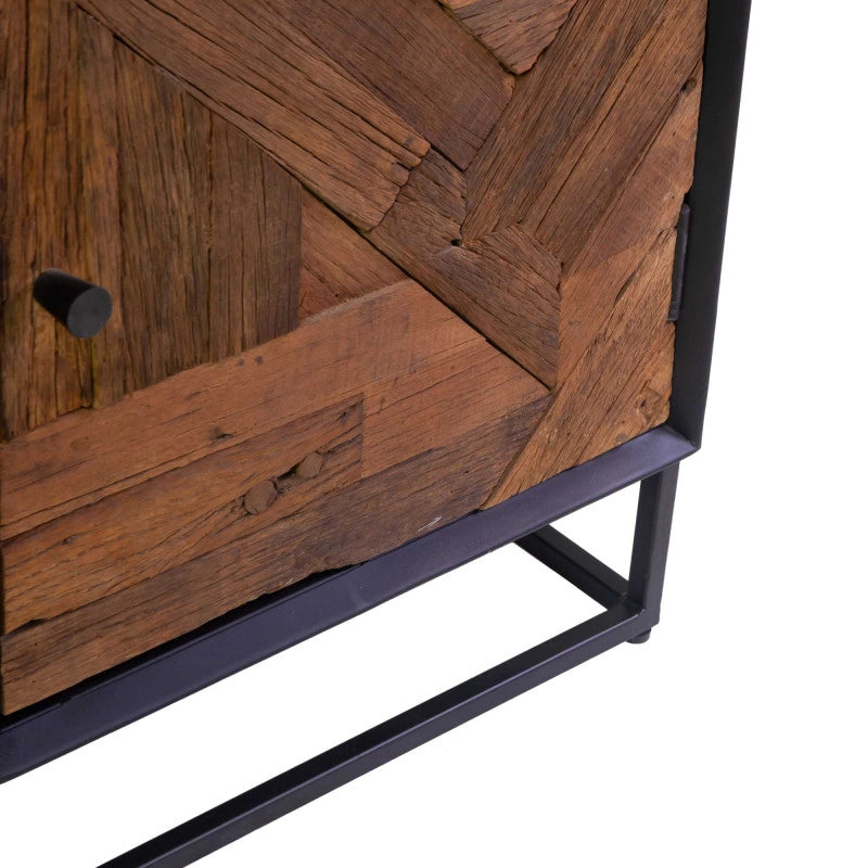 Mobile Comodino Legno Jaipur Naturale Top Nero cm 45x35h60