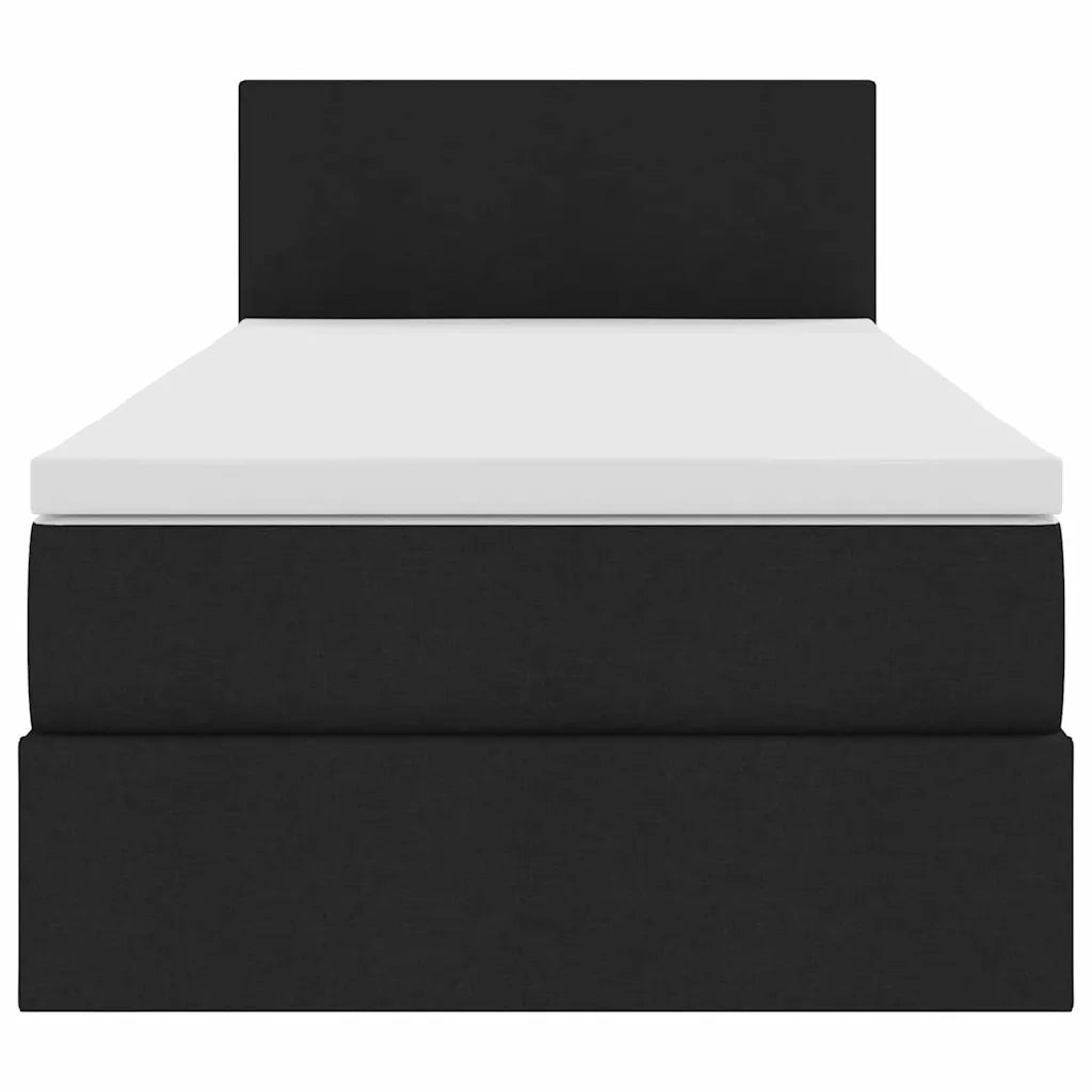 Letto con contenitore e materasso con testiera Nero 90 x 200 cm