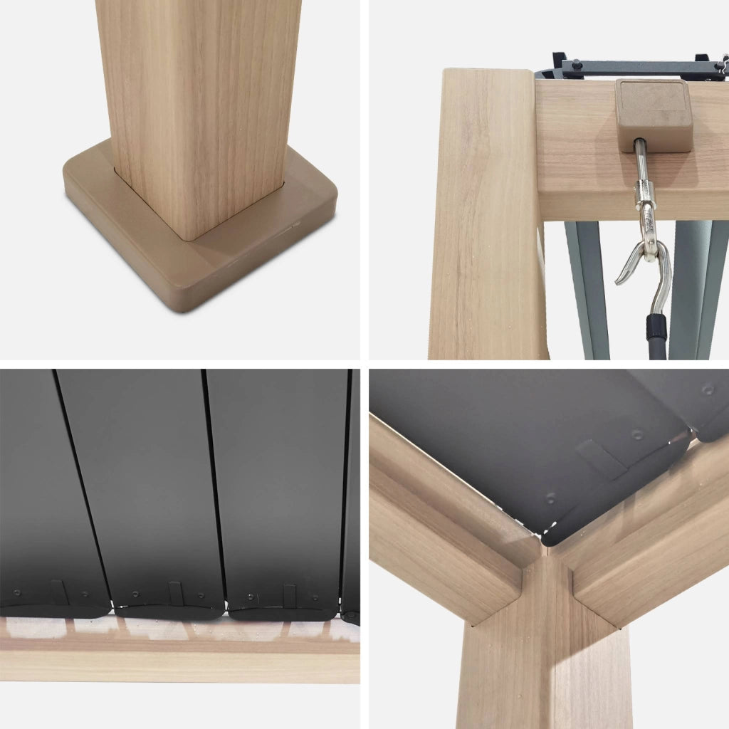 Pergola bioclimatica 3x3m in alluminio con lamelle orientabili,
