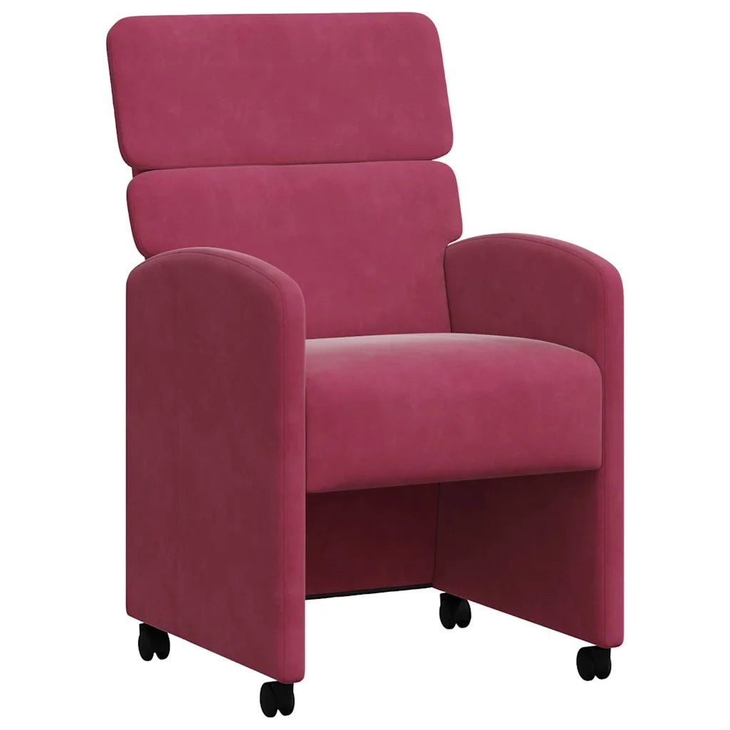Sedie da Pranzo con Ruote 2 pcs Rosso vino 58 x 65 x 98 cm 42017879